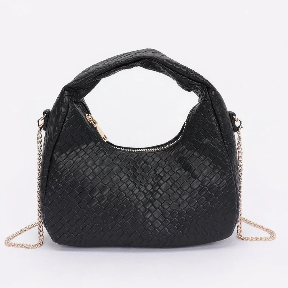 Embossed Faux Leather Hobo Bag